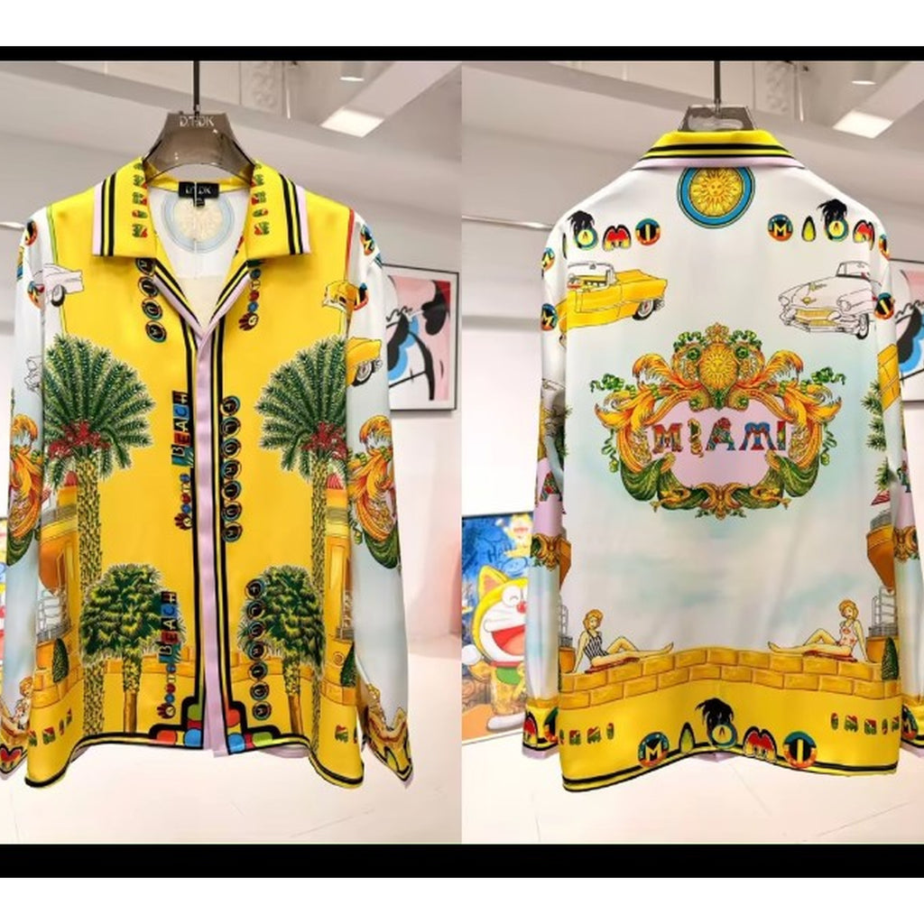Blessed miami resort shirt -yellow