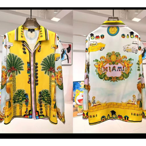 Blessed miami resort shirt -yellow
