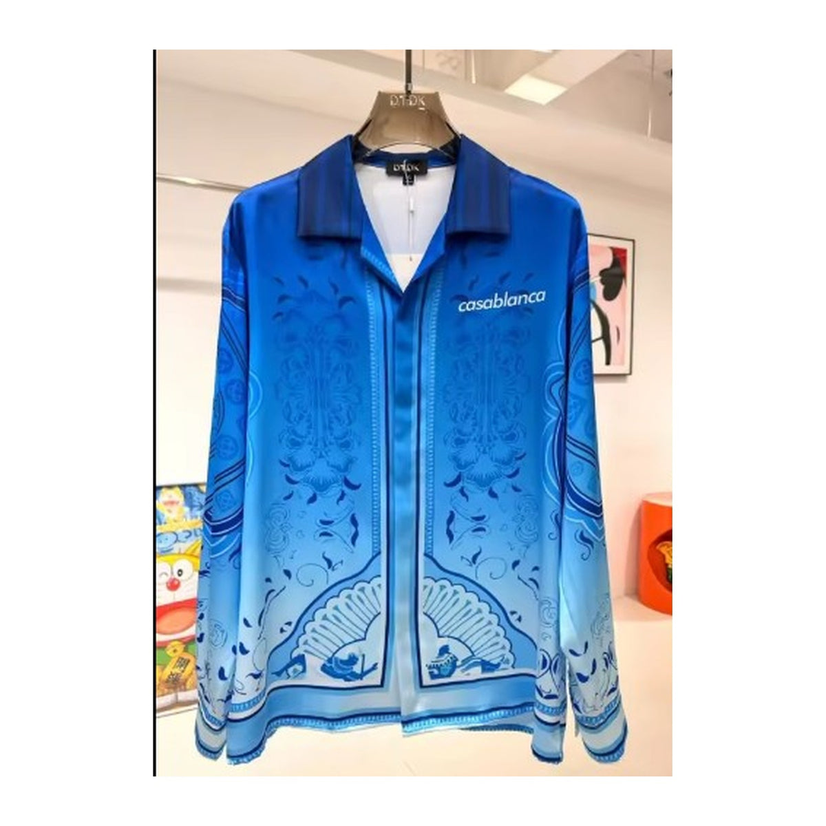 Blessed azure medallion resort shirt blue