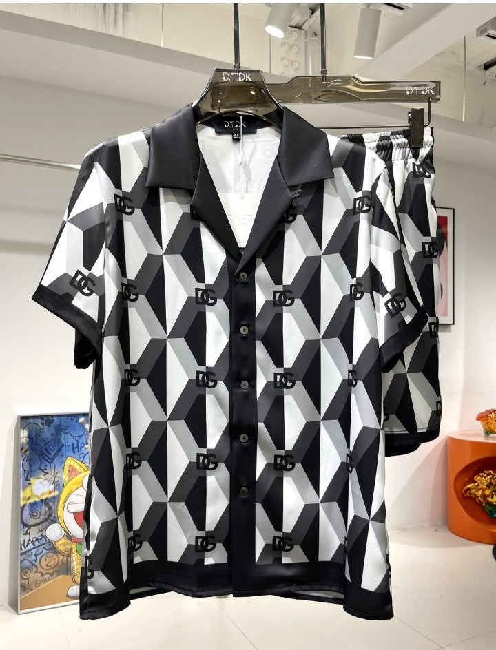 Blessed Noir - Black & White Geometric Resort Set - Monochrome DG