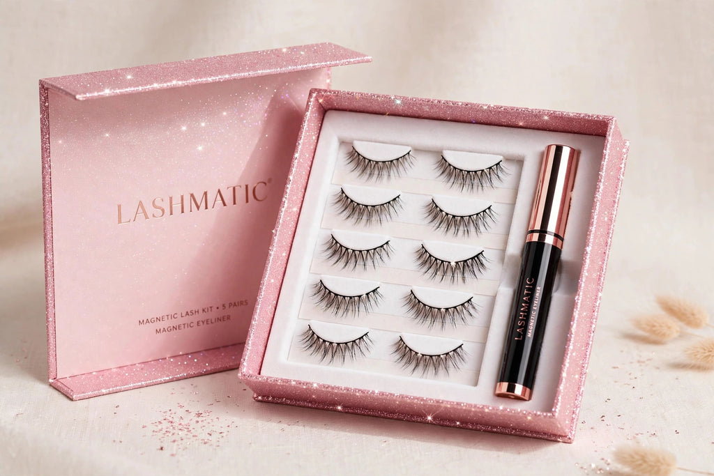 Magnetic Eyelashes Kit - 5 Pairs with Magnetic Eyeliner & Tweezer - Reusable